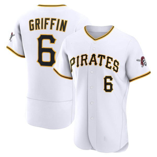 Pittsburgh Pirates #6 Konnor Griffin White HOLBERT Home Authentic Jersey