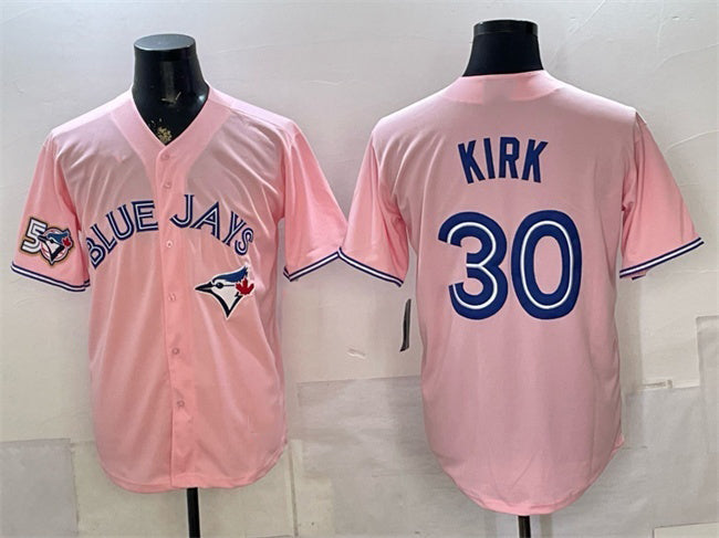 Toronto Blue Jays #30 Alejandro Kirk Pink HOLBERT 50 Seasons Patch Stitched Jersey