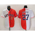 Houston Astros #27 Jose Altuve White Orange HOLBERT Blue Number Split Stitched Jerseys