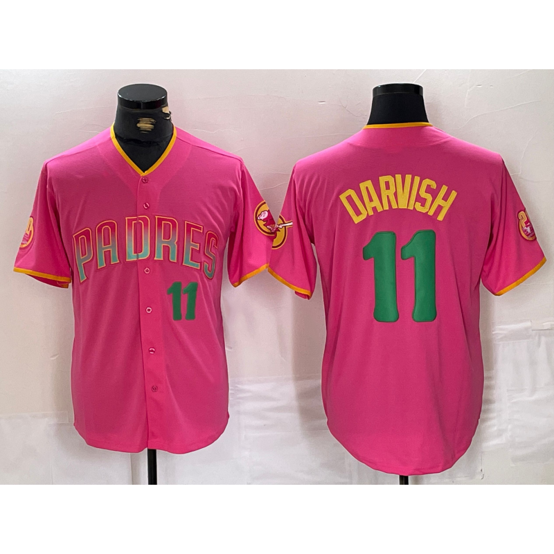 San Diego Padres #11 Yu Darvish Pink HOLBERT Player Number Fashion Jersey