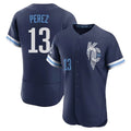 Kansas City Royals #13 Salvador Perez Player Navy HOLBERT City Connect Limited Elite Home Stitched Jerseys