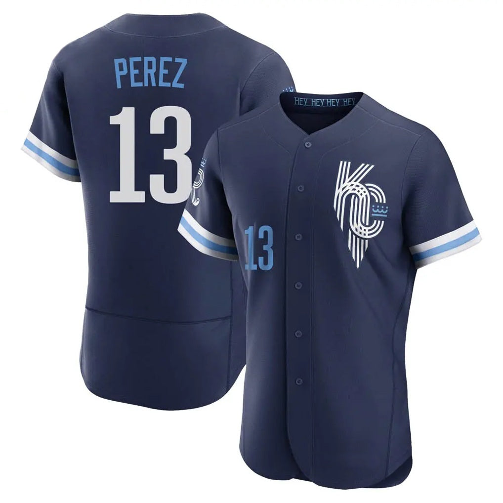Kansas City Royals #13 Salvador Perez Player Navy HOLBERT City Connect Limited Elite Home Stitched Jerseys