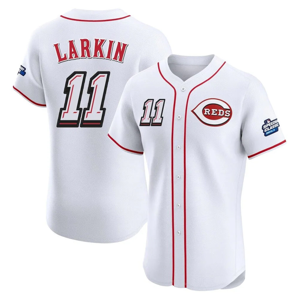 Cincinnati Reds #11 Barry Larkin Player White HOLBERT Speedway Classic Limited Elite Home Stitched Jerseys