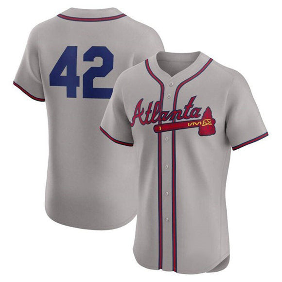 Atlanta Braves #42 Jackie Robinson Gray HOLBERT Flex Base Stitched Jersey