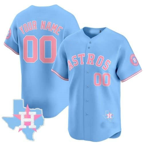 Custom Houston Astros Bubblegum Blue HOLBERT Vapor Premier Limited Jersey ¨C All Stitched