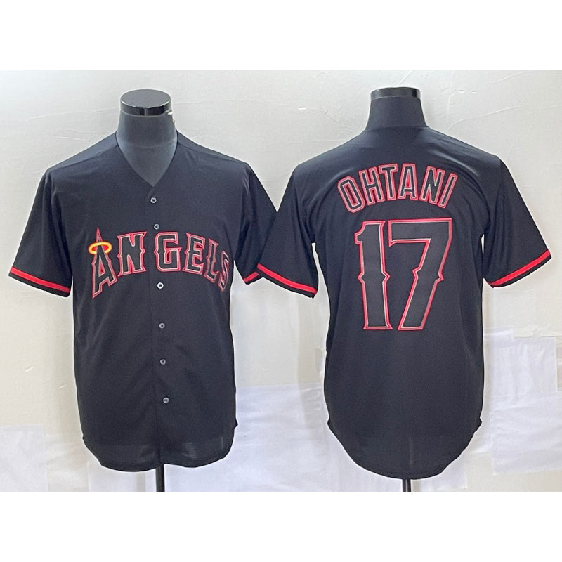 Los Angeles Angels #17 Shohei Ohtani Lights Out Black HOLBERT Fashion Cool base Jersey