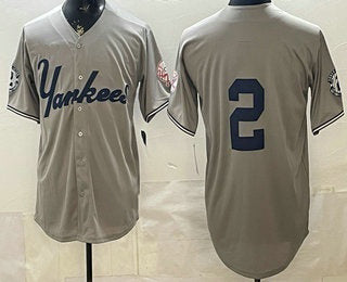 New York Yankees #2 Derek Jeter Grey HOLBERT Without Name Limited Jersey