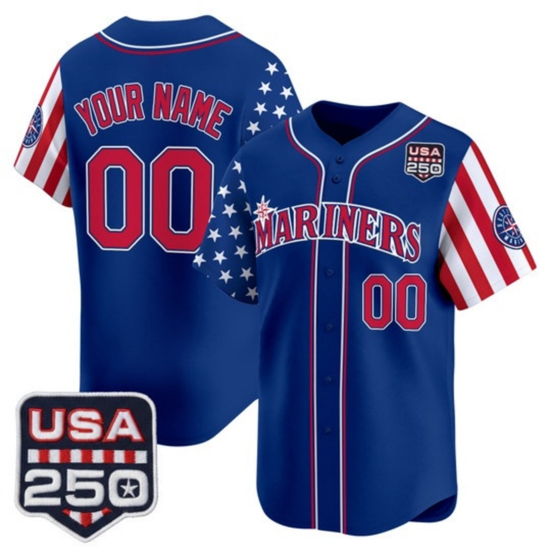 Custom Seattle Mariners America 250 Edition Vapor Premier Limited Royal HOLBERT Stitched Jerseys