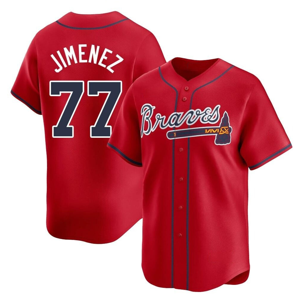 Atlanta Braves #77 Joe Jimenez Player Red HOLBERT Limited Home Game Stitched Jerseys