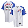 Atlanta Braves #99 Spencer Strider Player White HOLBERT USA 250 Fourth Of July City Connect Home Game Stitched Jerseys