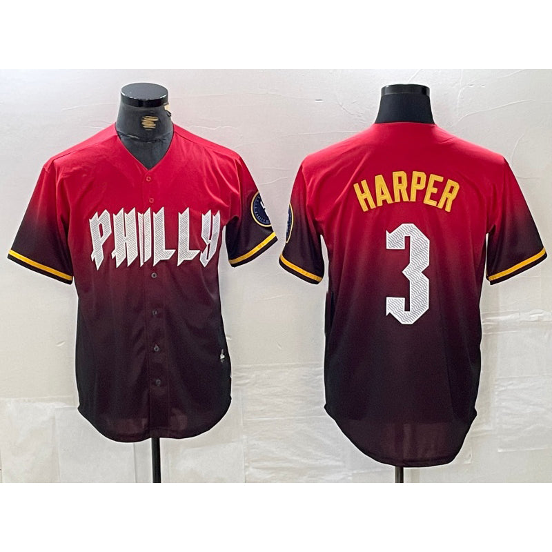 Philadelphia Phillies #3 Bryce Harper Red HOLBERT 2024 City Cool Base Jersey