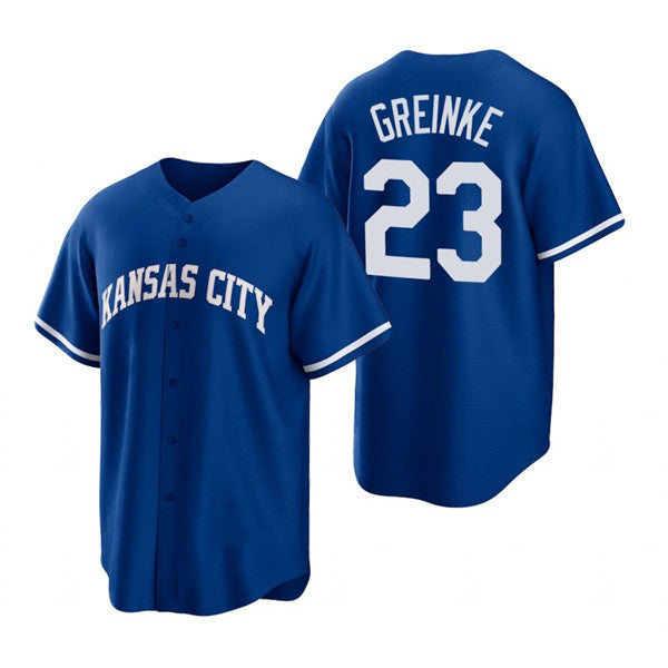 Kansas City Royals #23 Zack Greinke Royal HOLBERT Cool Base Stitched Jersey