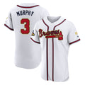 Atlanta Braves #3 Dale Murphy Player White Gold HOLBERT Limited Elite Home Game Stitched Jerseys