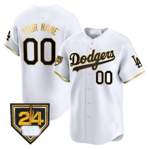Custom Los Angeles Dodgers 2024 Spring Training Patch Vapor Premier Limited Jersey ¨C White Gold HOLBERT