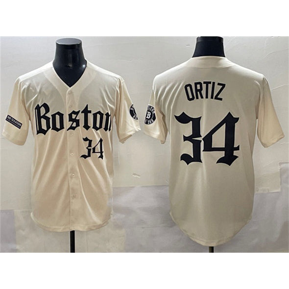 Boston Red Sox #34 David Ortiz Cream HOLBERT Gothic Vapor Limited Stitched Jersey
