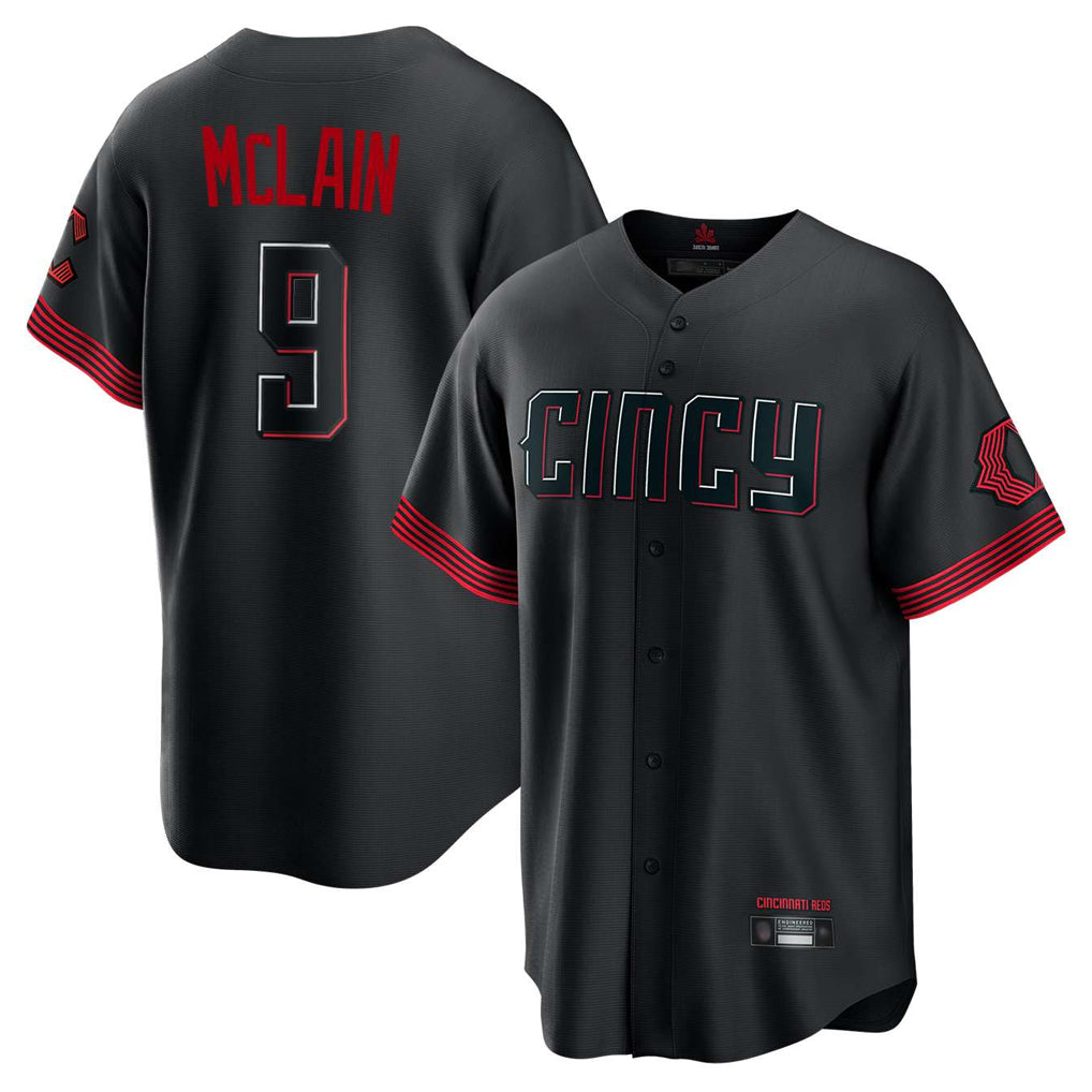 Cincinnati Reds #9 Matt McLain Player Black HOLBERT City Connect Home Game Stitched Jerseys