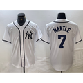 New York Yankees #7 Mickey Mantle White HOLBERT Fashion Cool Base Jersey