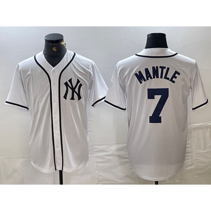 New York Yankees #7 Mickey Mantle White HOLBERT Fashion Cool Base Jersey