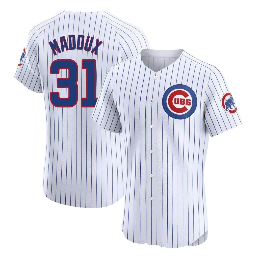 Chicago Cubs #31 Greg Maddux Player White HOLBERT Limited Elite Home Game Stitched Jerseys