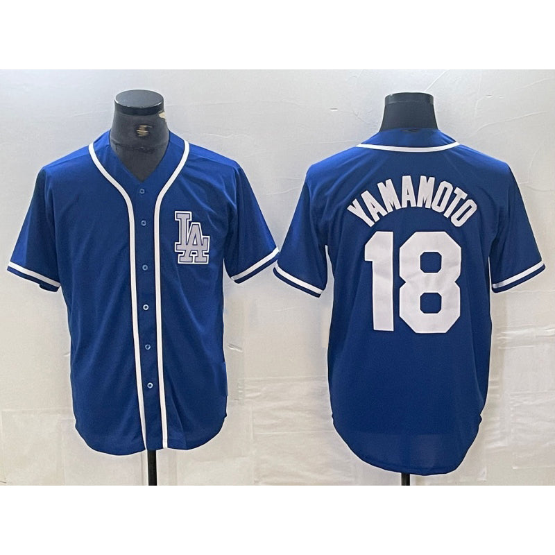 Los Angeles Dodgers #18 Yoshinobu Yamamoto Blue HOLBERT Cool Base Stitched Jersey