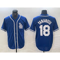 Los Angeles Dodgers #18 Yoshinobu Yamamoto Blue HOLBERT Cool Base Stitched Jersey