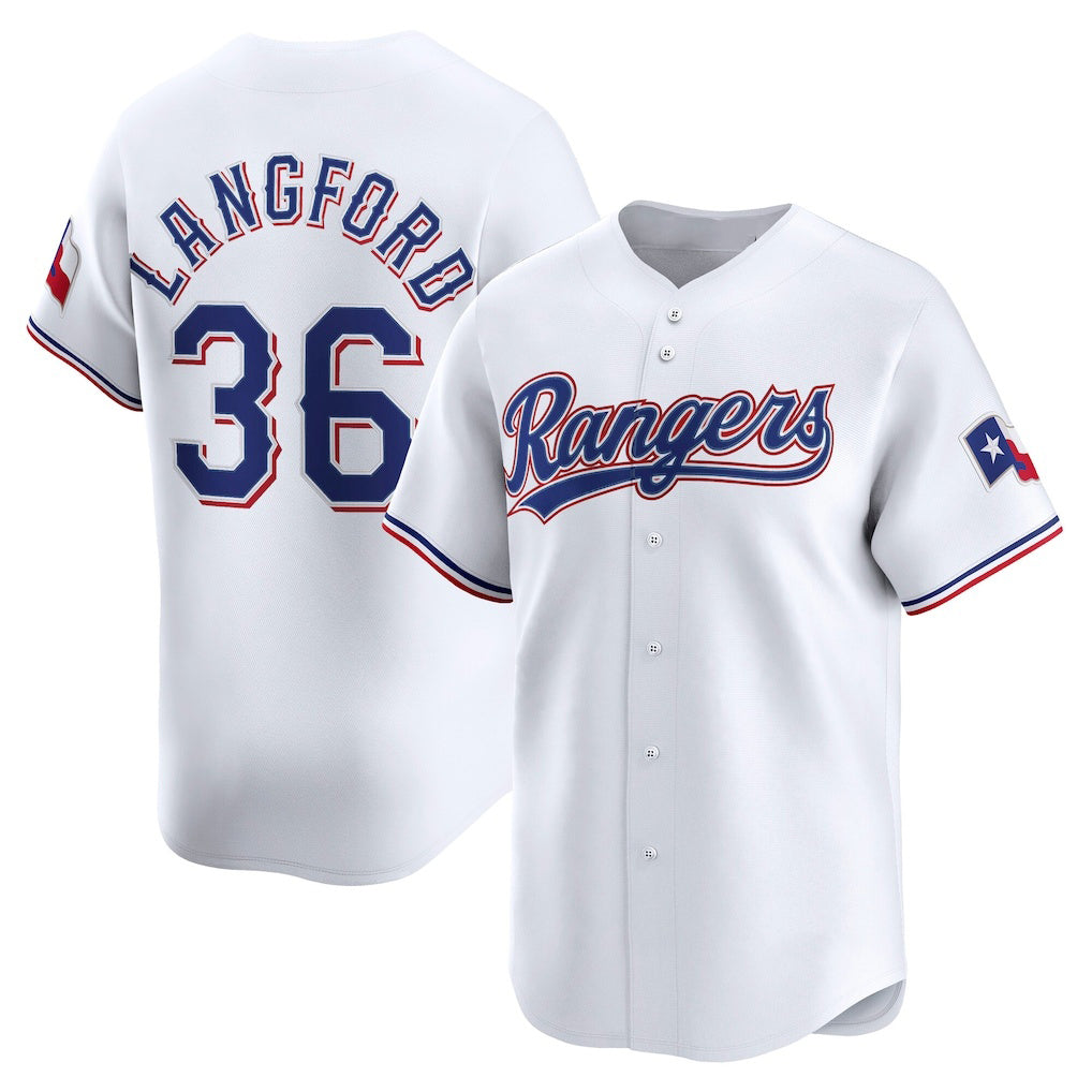 Texas Rangers #36 Wyatt Langford White HOLBERT Home Limited Player Jersey