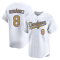 Los Angeles Dodgers #8 Enrique Hern¨¢ndez Player White Gold HOLBERT Collection Limited Home Stitched Jerseys