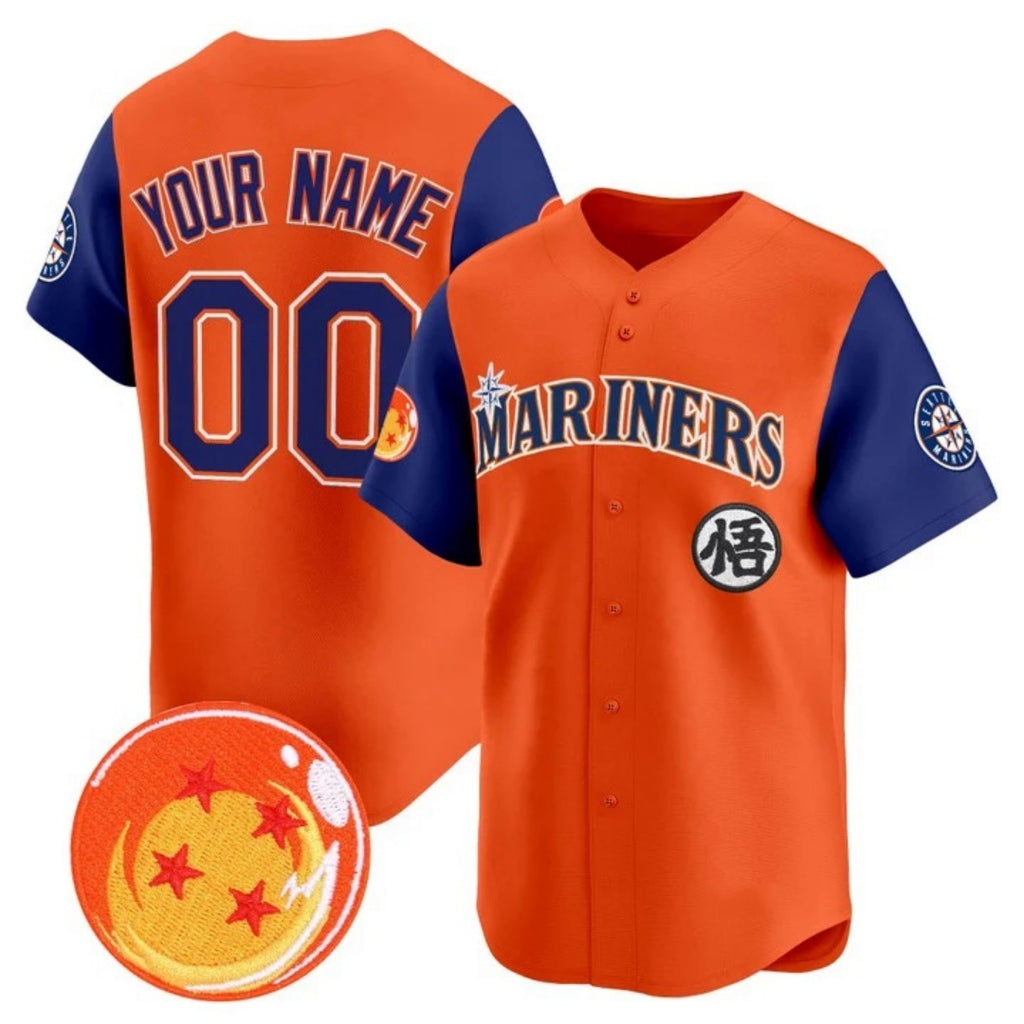 Custom Seattle Mariners x Dragon Ball Royal Orange HOLBERT Vapor Premier Limited Jersey - All Stitched