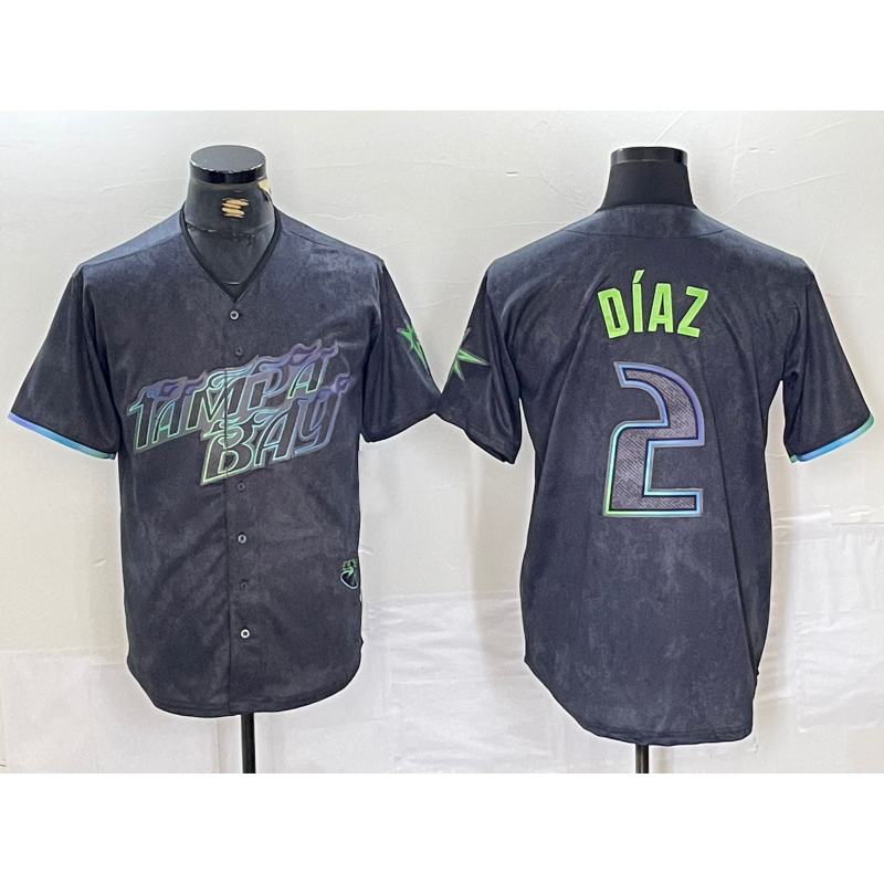 Tampa Bay Rays #2 Yandy Diaz Charcoal HOLBERT 2024 City Connect Limited Stitched Jersey