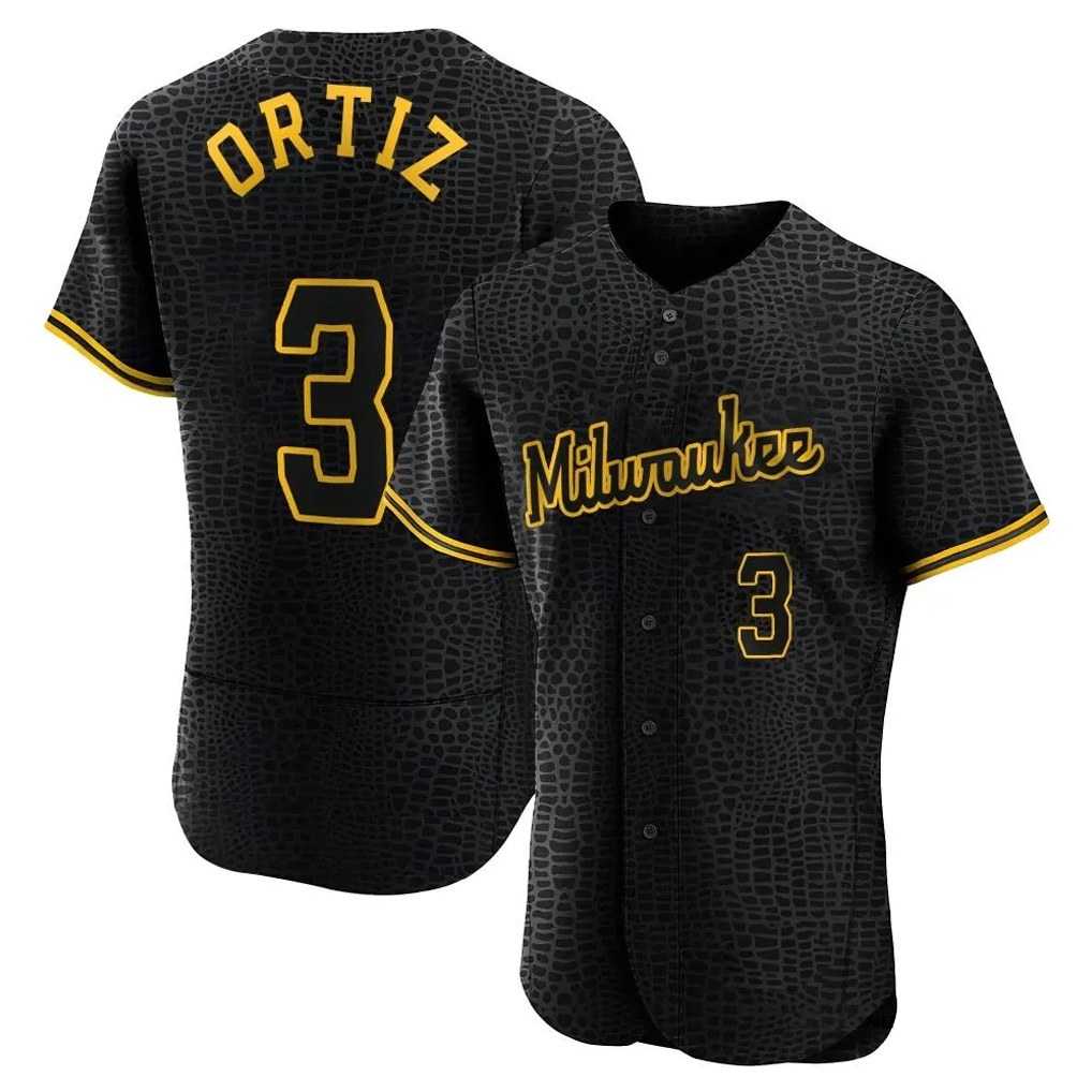 Milwaukee Brewers #3 Joey Ortiz Player Black HOLBERT Snake Skin City Home Limited Elite Stitched Jerseys
