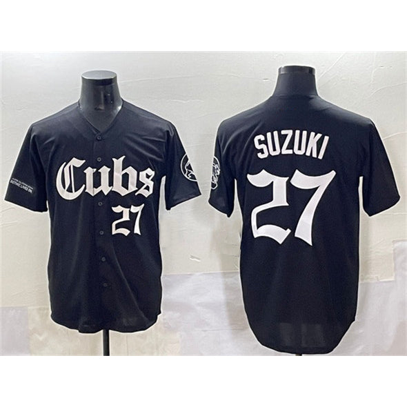 Chicago Cubs #27 Seiya Suzuki Black HOLBERT 'Gothic North Side Edition' Vapor Premier Limited Stitched Jersey