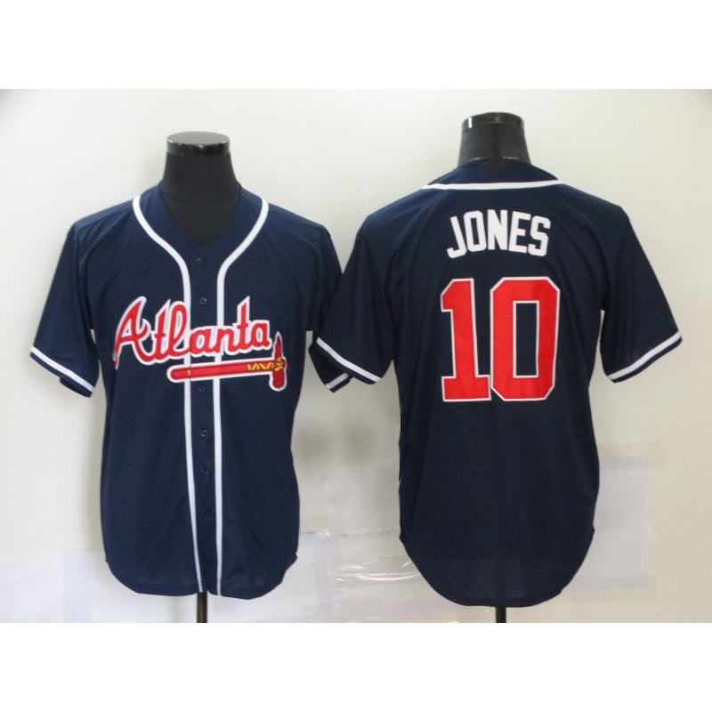 Atlanta Braves #10 Chipper Jones Navy Blue HOLBERT Stitched Cool Base Jersey
