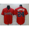 Atlanta Braves #24 Deion Sanders Red HOLBERT Game Jerseys