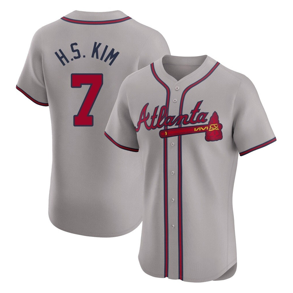 Atlanta Braves #7 Ha-Seong Kim Player Gray HOLBERT Limited Elite Home Game Stitched Jerseys