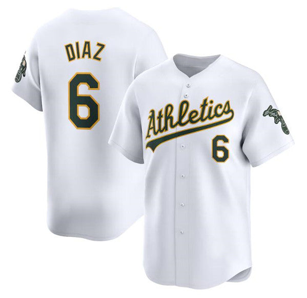 Oakland Athletics #6 Jordan Diaz White HOLBERT Home Limited Stitched Jersey