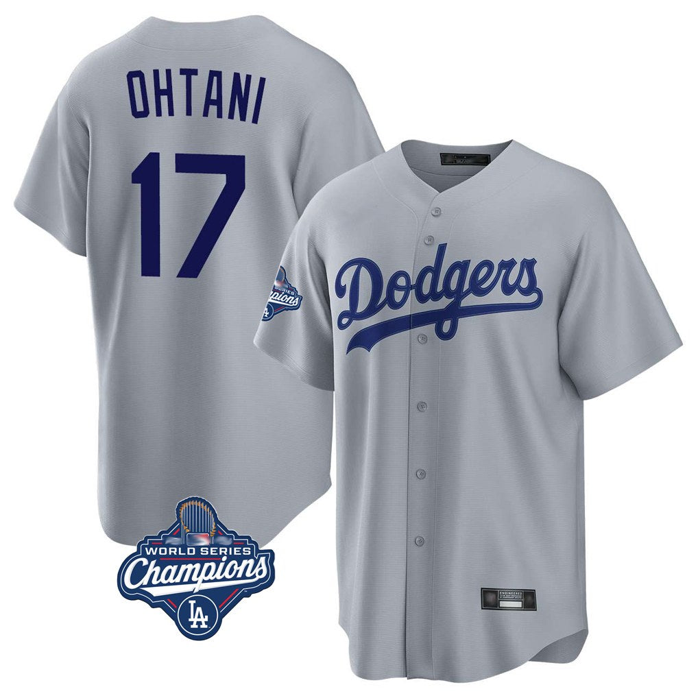 Los Angeles Dodgers #17 Shohei Ohtani Player Gray HOLBERT World Series Meet Game Stitched Jerseys