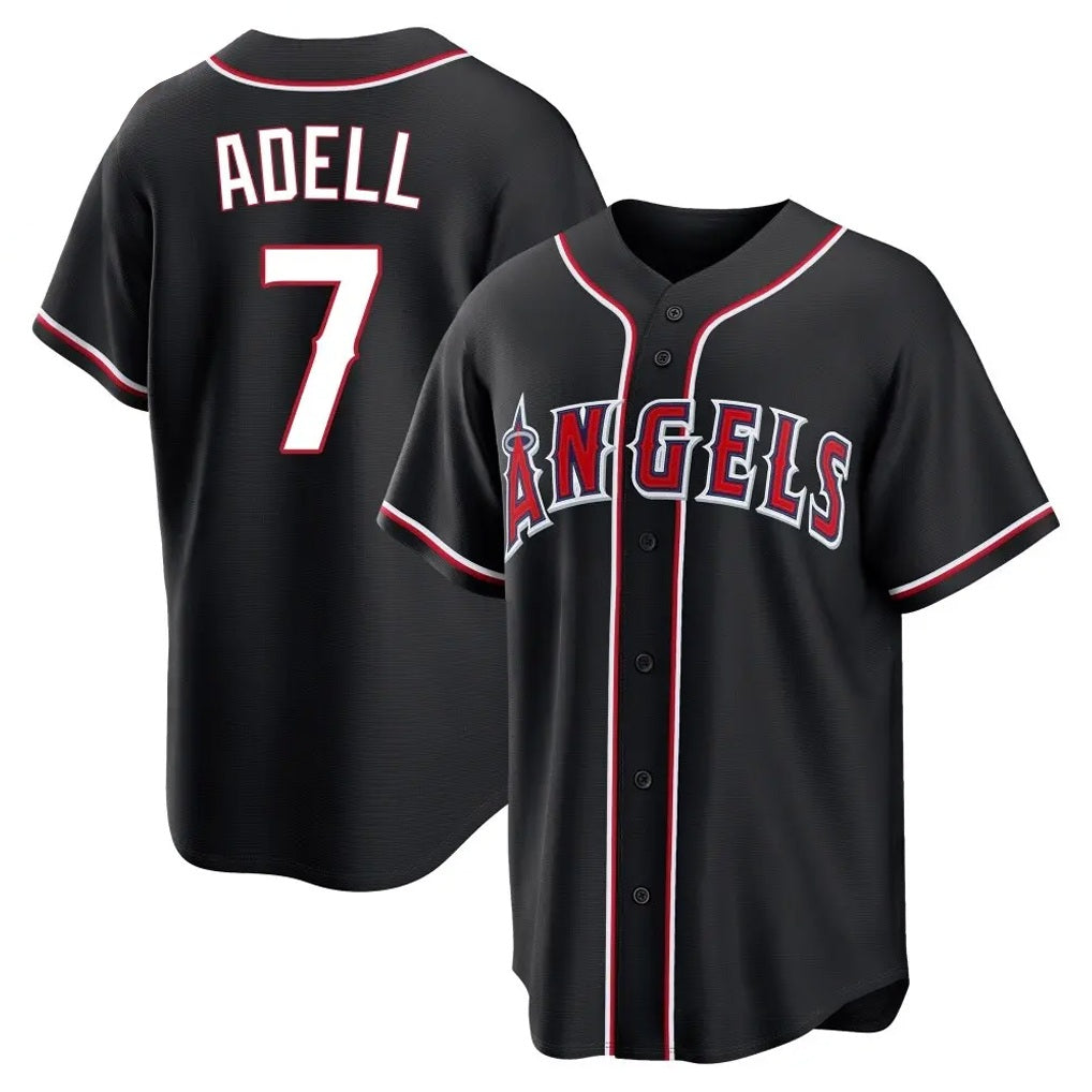 Los Angeles Angels #7 Jo Adell Player Black HOLBERT Fashion Out Home Game Stitched Jerseys