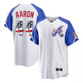 Atlanta Braves #44 Hank Aaron Player White HOLBERT USA 250 Fourth Of July City Connect Home Game Stitched Jerseys