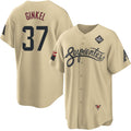 Arizona Diamondbacks #37 Kevin Ginkel Gold HOLBERT 2023 World Series City Connect Cool Base Stitched Jersey