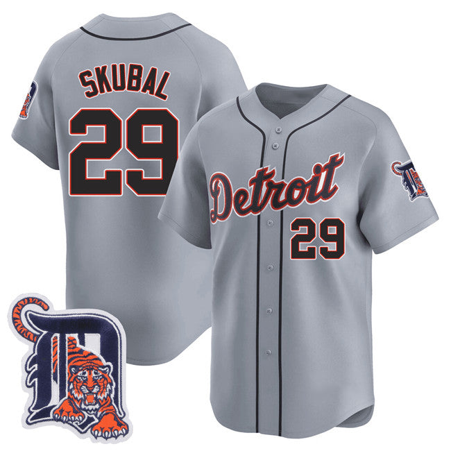 Detroit Tigers #29 Tarik Skubal Gray HOLBERT Logo Patch Vapor Premier Limited Stitched Jersey