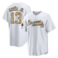 Atlanta Braves #13 Ronald Acuna Jr Player White-Gold HOLBERT All-Star Home Game Stitched Jerseys