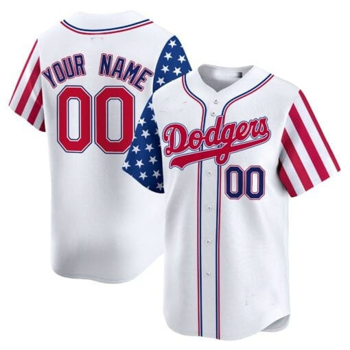 Custom Los Angeles Dodgers White 2024 Independence Day Vapor Premier Limited Jersey V2 ¨C All Stitched-White HOLBERT