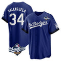 Los Angeles Dodgers #34 Fernando Valenzuela Player Royal HOLBERT World Series City Connect Home Game Stitched Jerseys