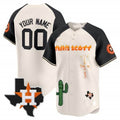 Custom Houston Astros Cactus Jack Patch Vapor Premier Limited Jersey V9 ¨C Cream Black HOLBERT