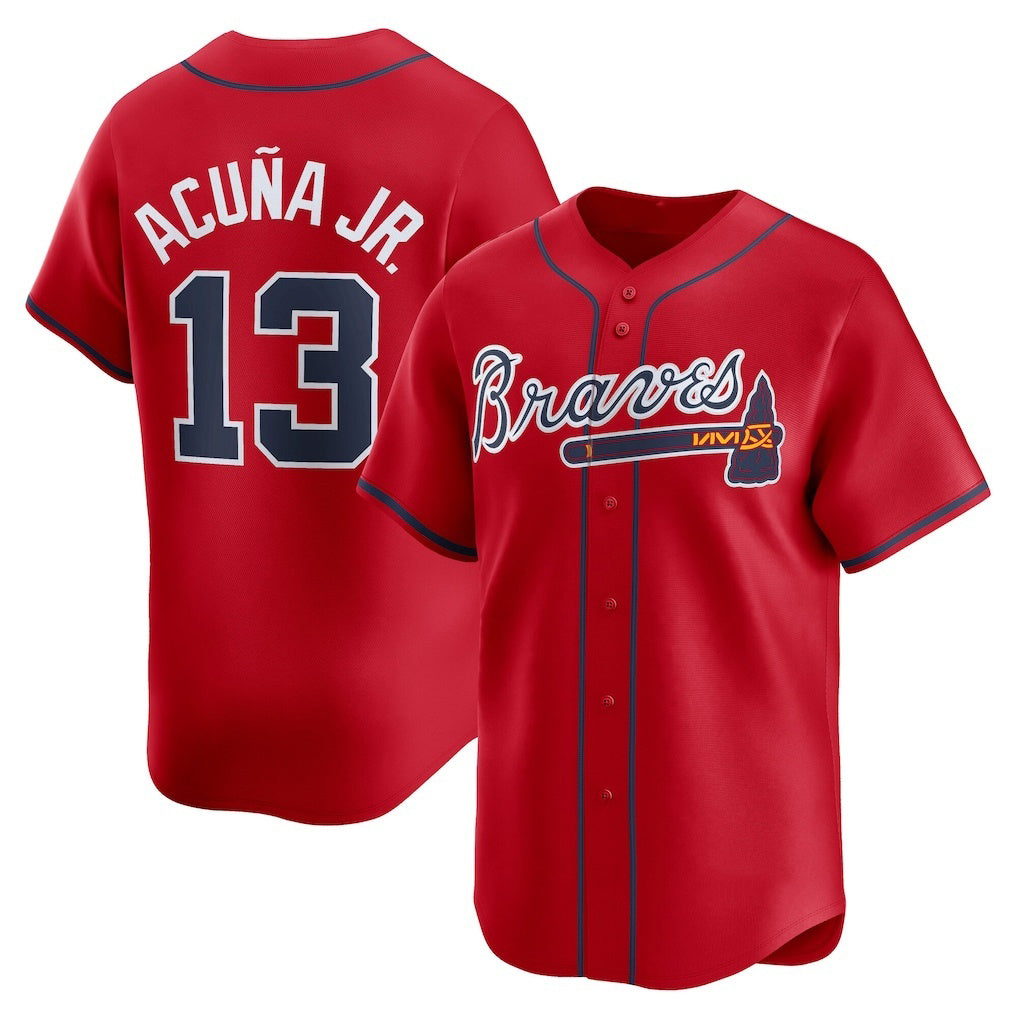 Atlanta Braves #13 Ronald Acuna Jr Red HOLBERT Alternate Limited Player Jersey