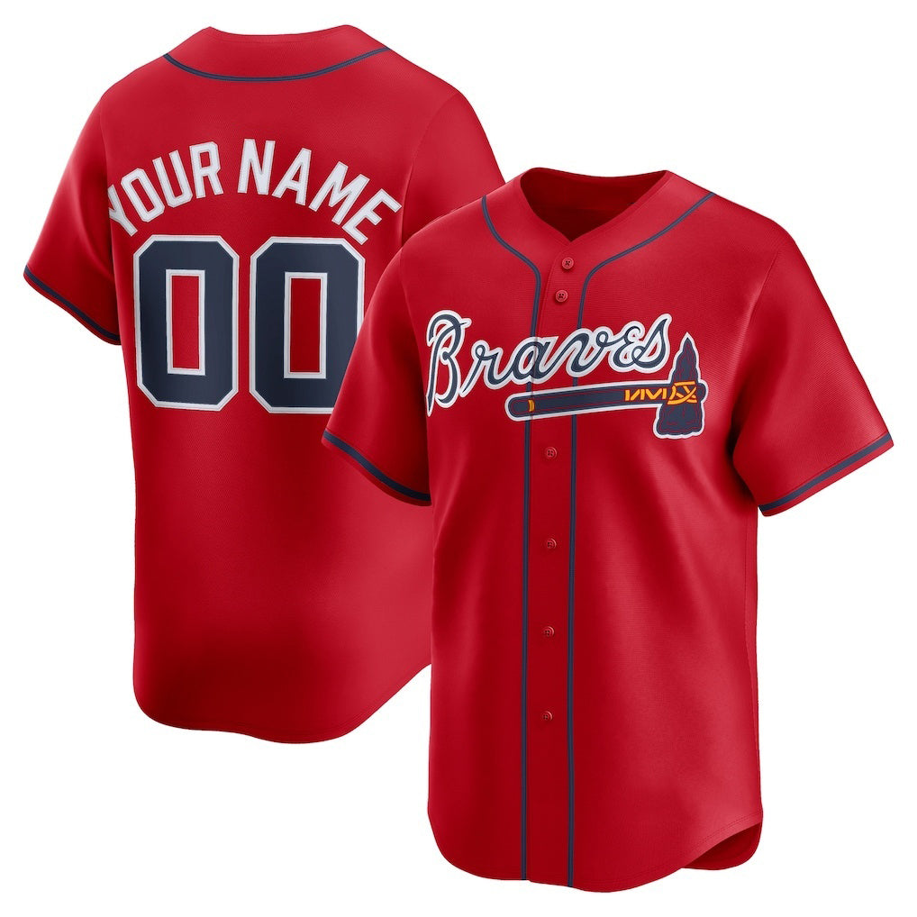 Custom Atlanta Braves Red HOLBERT Alternate Limited Jersey