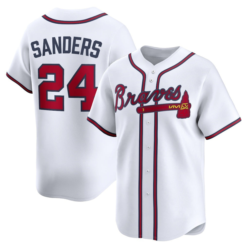 Atlanta Braves #24 Deion Sanders White HOLBERT Limited Player Jersey