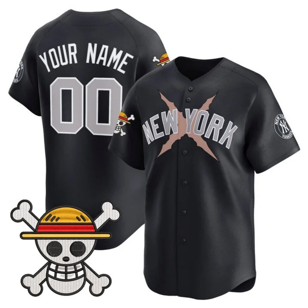 Custom New York Yankees x One Piece Navy HOLBERT Vapor Premier Limited Jersey - Stitched