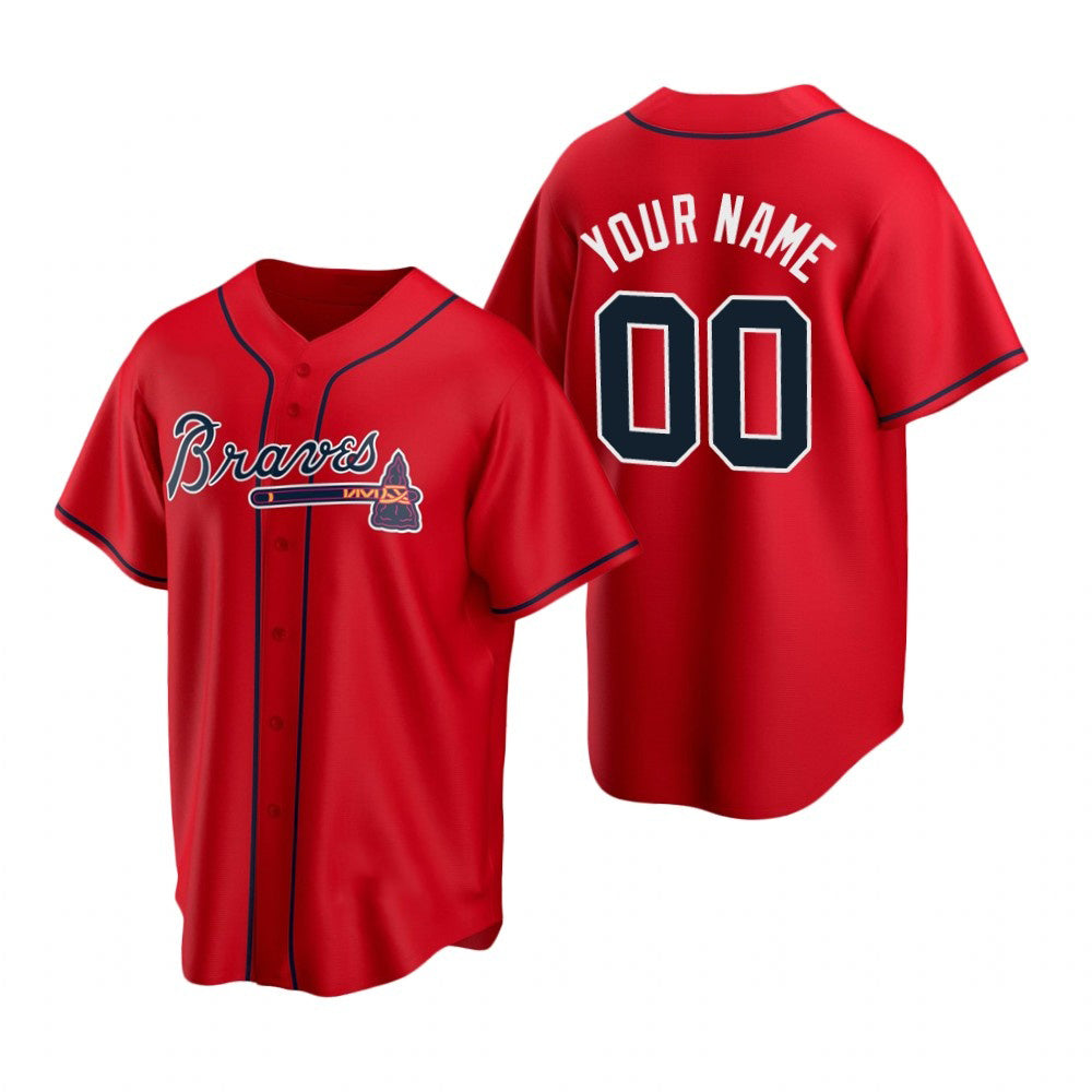 Custom Atlanta Braves Red HOLBERT 2020 Stitched Cool Base Jersey