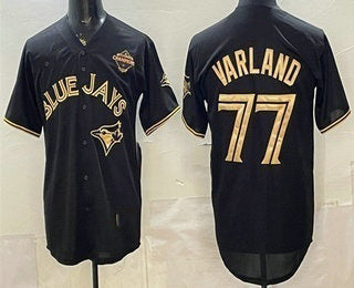 Toronto Blue Jays #77 Louis Varland Black Gold HOLBERT 2025 American League Champions Limited Jersey